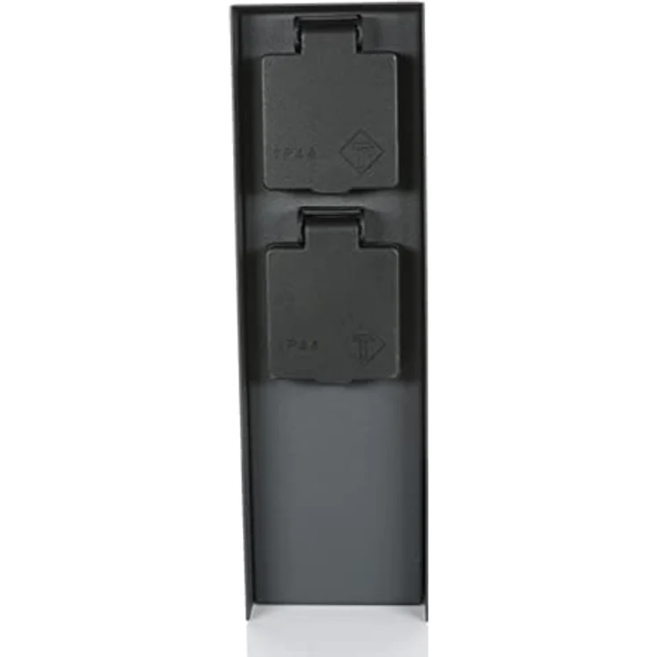BOLD Orio Aussen-Steckdose-Garten (Steckdosen-Säule) mit 2-Fach Stecker in Anthrazit (IP44 Outdoor Energie-Säule | bis zu 3680 Watt | eckig | 23 x 7 x 7 cm | Einfache Montage) – Bild 2
