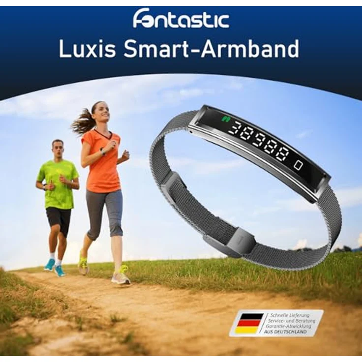 Fontastic Smartband Luxis, LED-Display Fitness Tracker mit Pulsmesser, SpO2, Blutdruck, Schlaftracker, Schrittzähler, Metallband und Silikonband (Roségold), App Fyri Nxt, BT 5.3, 1ATM – Bild 2
