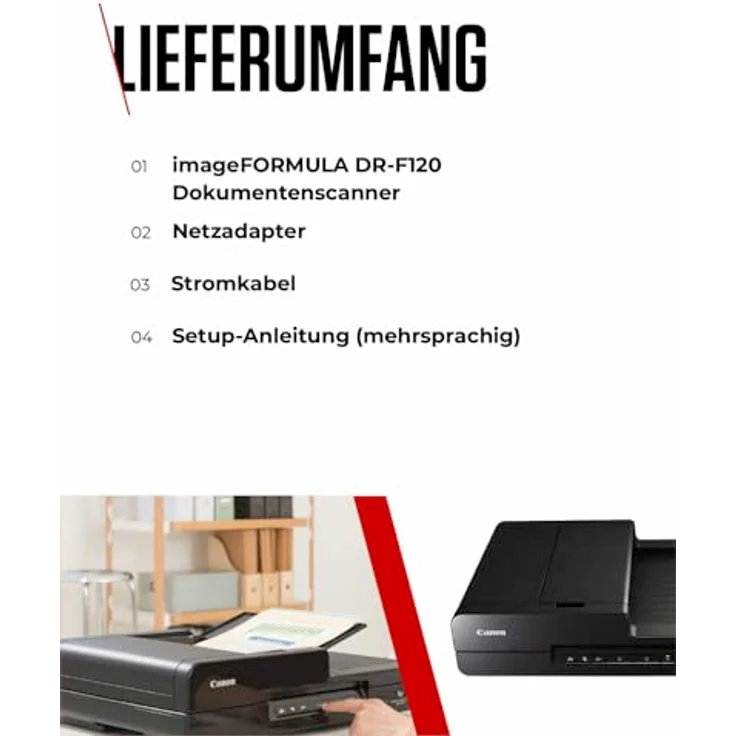 Canon DR-F120 Dokumenten-Scanner mit mit Duplex ADF (600dpi, CMOS CIS, USB 2.0) – Bild 9