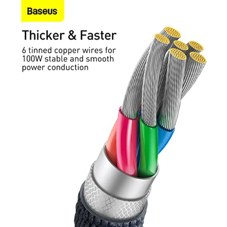 Baseus Cable Crystal Shine - USB to Type C - 100W 6A 1,2 m (CAJY000401) black – Bild 3