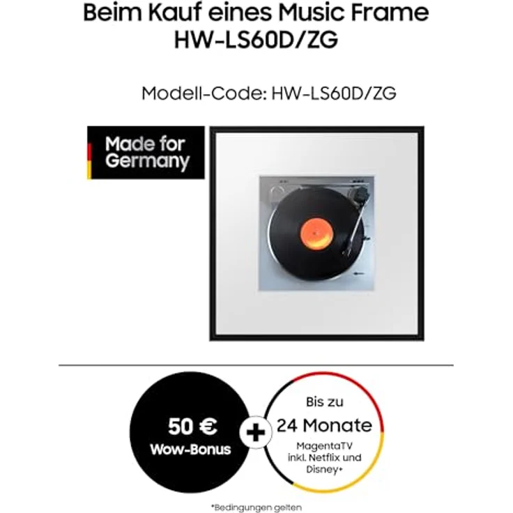 Samsung Music Frame HW-LS60D Soundbar für TV-Geräte, Music Frame Design im Bilderrahmen-Stil, Bluetooth-Lautsprecher mit großem Sweet Spot, Kabelloses Streaming [2024] – Bild 2