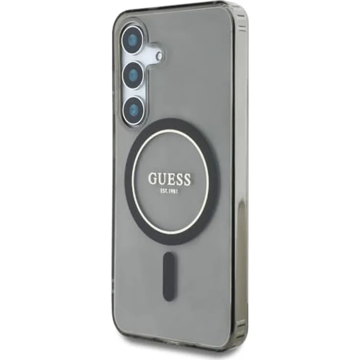 CG MOBILE Guess Glitter Circle Classic Logo, Hartschalenhülle aus TPU/PC, kompatibel mit MagSafe für Samsung Galaxy S25, Schwarz – Bild 2