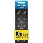 ABSINA AG3 LR41 Knopfzelle 10er Pack - 1,5V Alkaline Knopfzellen auslaufsicher & mit Langer Haltbarkeit - LR736 / L736 / G3 / G3A / 3GA / 192 / GP192 / V3GA / RW87 - Knopfbatterien Batterien Batterie