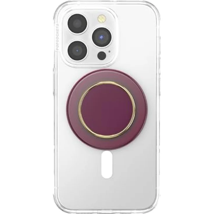 PopSockets PopGrip Round für MagSafe, Ausziehbarer Sockel mit Adapterring für nicht-MagSafe-Hüllen, Violett, Gold – Bild 4
