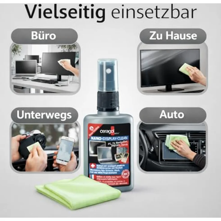 Bildschirmreiniger Set - Für alle Bildschirme, staubabweisend, 50ml Spray + Tuch – Bild 4