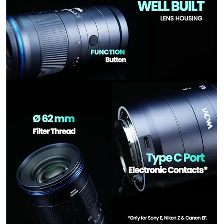 Laowa 180mm f/4.5 1.5X Ultra Macro APO, Makroobjektiv mit Autofokus für Canon EF, Schwarz – Bild 4