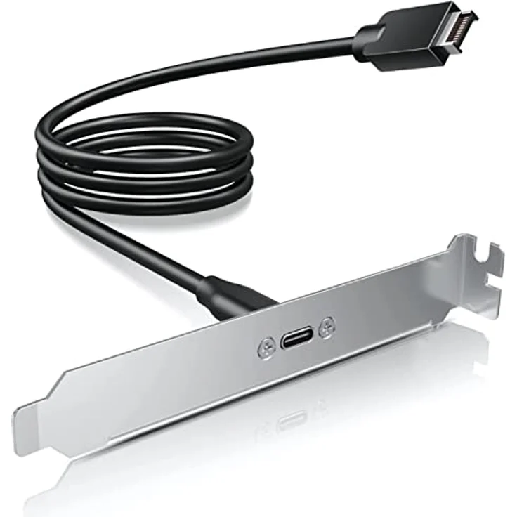 GRAUGEAR | Type-E auf Type-C® Buchse Adapter | Erweiterungskabel mit PCI Slotblech | USB-C | USB 3.2 Gen2 10Gbit/s | Kabellänge 50cm | Key-A 20-pin Header | G-AD-ETC-10G – Bild 1