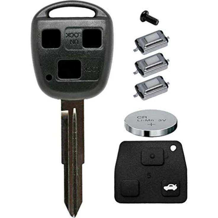 mt-key Auto Schlüssel 3 Tasten Set TOY41 mit Knopfzelle CR2016 (3 V) für Toyota MR-2 Yaris Verso Corolla Funktionalität – Bild 1