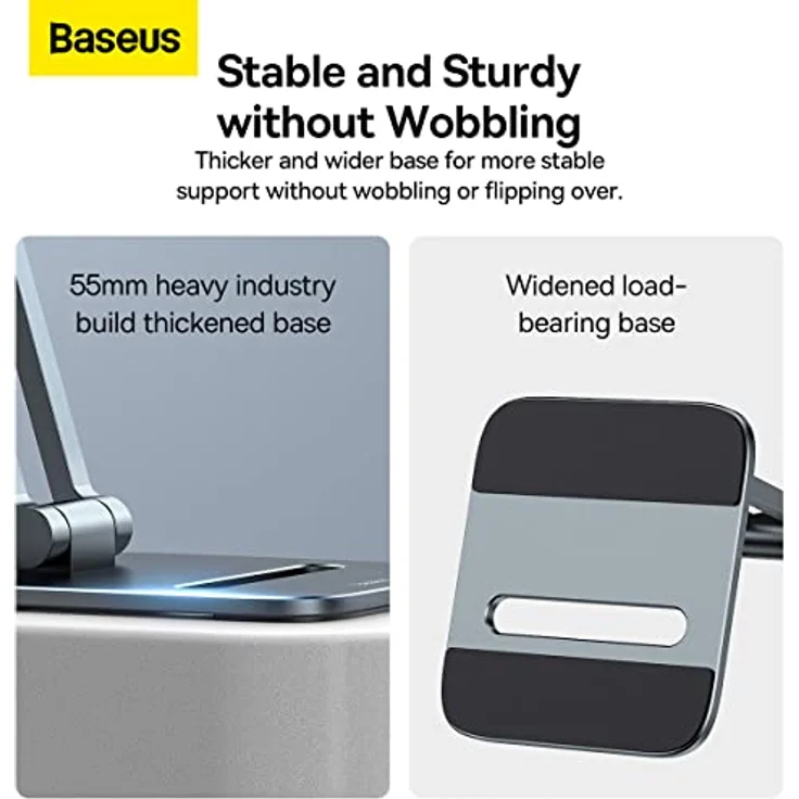 Baseus Biaxial Foldable Metal Stand, Smartphone Halterung für Telefone bis 7 Zoll, grau – Bild 6