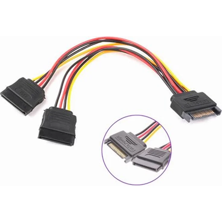 Bolwins K14S SATA Verlängerungskabel 15 Pin auf 2 x SATA Buchse, Y-Stromadapter Splitter für SSD/HDD, 20 cm Länge, universelle Kompatibilität – Bild 3