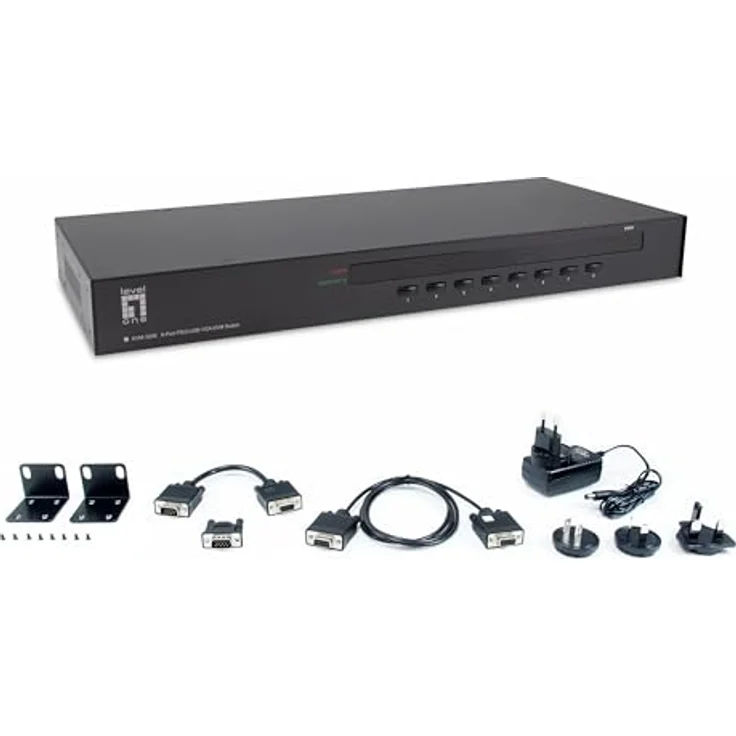 LevelOne KVM-3208 KVM Switch, Schwarz, USB/PS/2 Anschlüsse, 2048 x 1536 Pixel Auflösung, 1U Rack-Kapazität – Bild 5