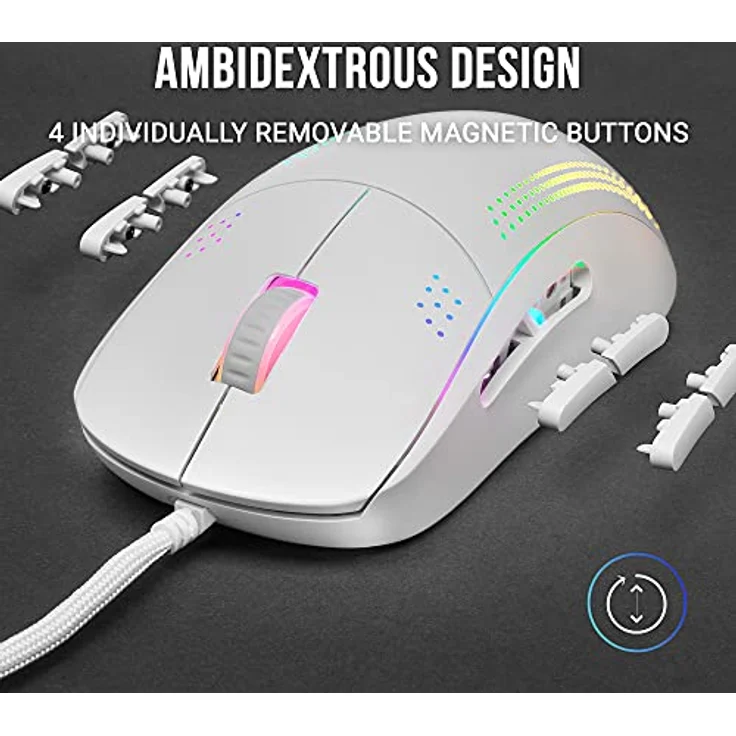 Mars Gaming MMPROW Weiß, Ultra-Leichtgewicht Maus für Beidhänder, RGB Chroma, Optisch 32K DPI – Bild 2