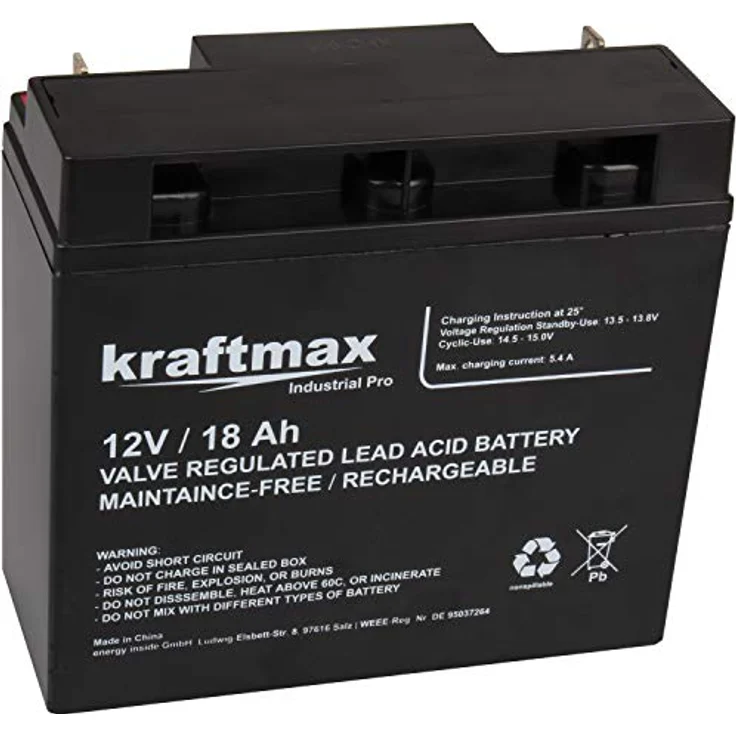 kraftmax Industrial Pro Bleiakku 12V / 18Ah AGM Hochleistungs- Blei Akku der Neusten Generation, für Industrie, Medizin, Solar-Technik, usw. – Bild 2