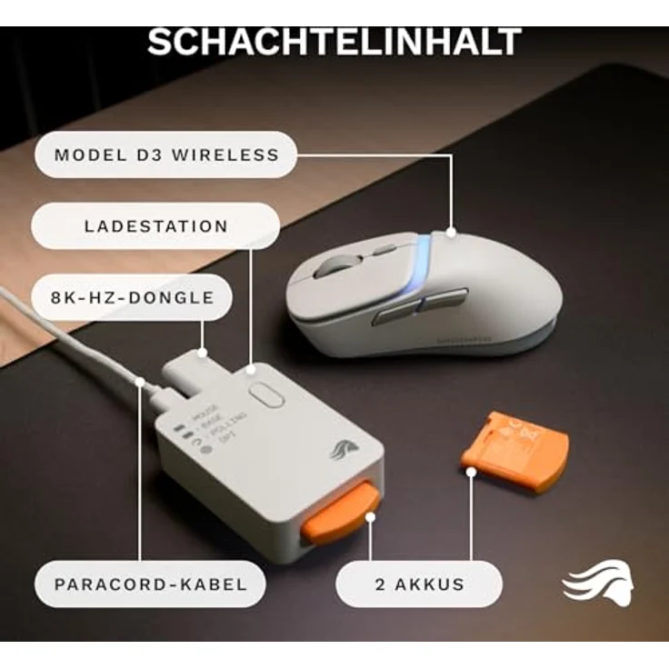 Glorious Model D 3 Wireless Mouse, Kabellose Gaming-Maus in Weiß mit leichtem Design – Bild 8