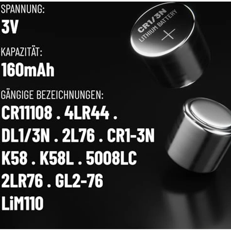 Absina Knopfzelle CR 1/3 N 3V, Lithium Batterie mit 160mAh, ideal für Elektronik und medizinische Geräte, temperaturebeständig -40°C bis +60°C, 1 Stück – Bild 4