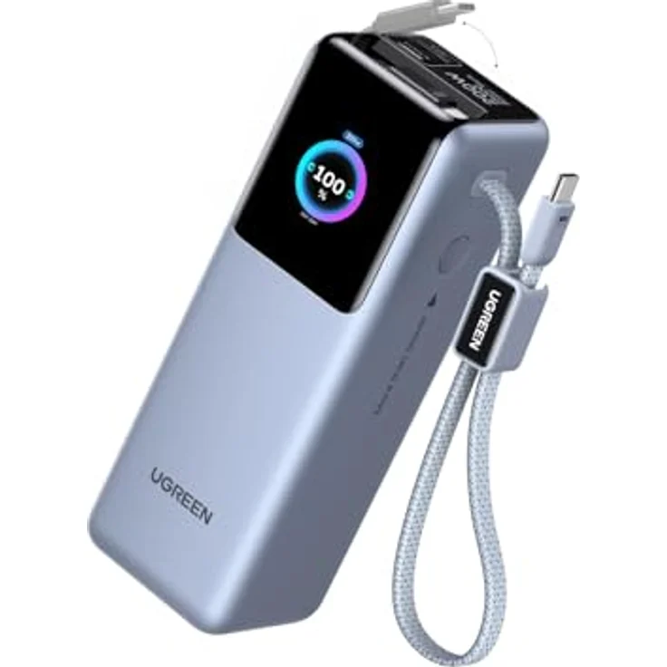 UGREEN Nexode Pro Power Bank 25000mAh, 200W Schnellladen mit einziehbarem 68cm USB-C Kabel, kompatibel mit MacBook Pro, Dell XPS, iPad Pro, Galaxy S25 Ultra, iPhone 17 – Bild 1