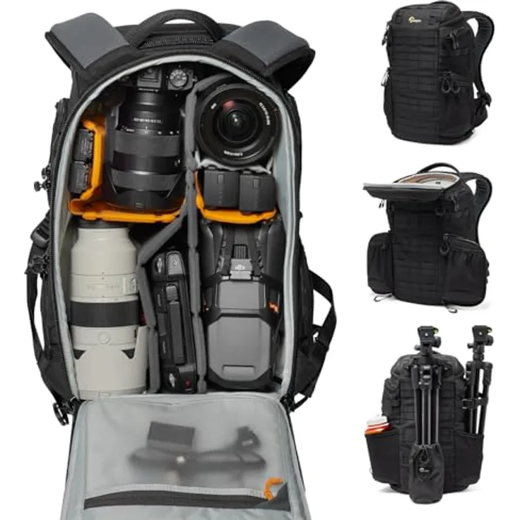 Lowepro ProTactic BP 350 AW III Kamerarucksack, 4 Zugriffspunkte, für Fotografen/Videografen, 17 l, schwarz