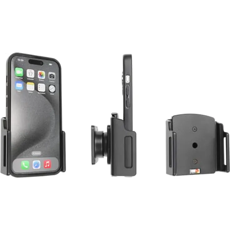 Brodit Universalhalterung für Smartphones, Einstellbar mit Kugelgelenk, Schwarz, passend für iPhone 15 und 15 Pro