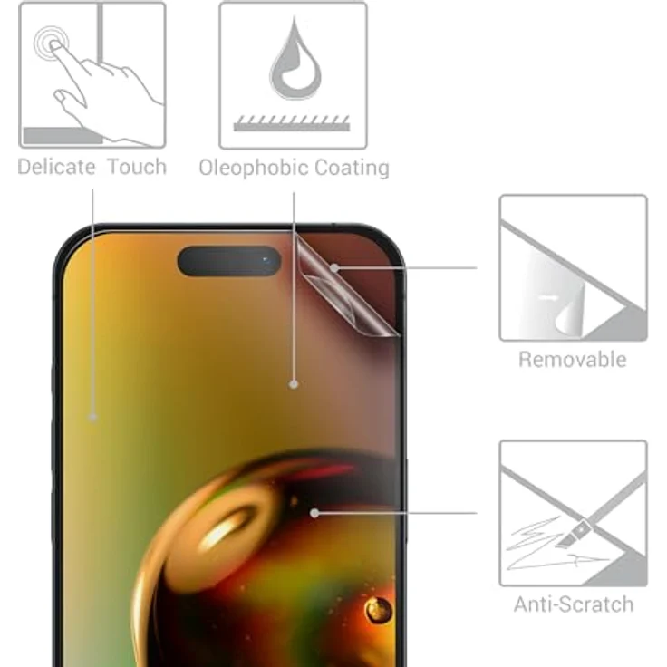 kwmobile 3X Folie matt kompatibel mit Apple iPhone 15 - Displayschutz Displayfolie entspiegelt, Schutz vor Kratzern und Fingerabdrücken – Bild 2