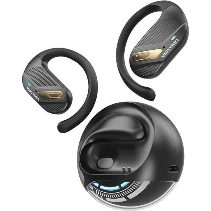 Vention TWS OpenBeat O12 NBUB0, Kabelgebundene Kopfhörer mit 30h Akkulaufzeit, ergonomischem Design und IPX4 Wasserbeständigkeit, Schwarz