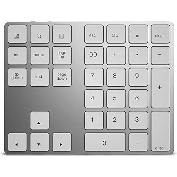 HDWR Numerische Tastatur, Kabellos, Bluetooth, Kabelloser Betrieb mit Einer Reichweite von bis zu 10 Metern, 34 Tasten, Aluminiumgehäuse, iOS, Folientasten, typerCLAW-BN100