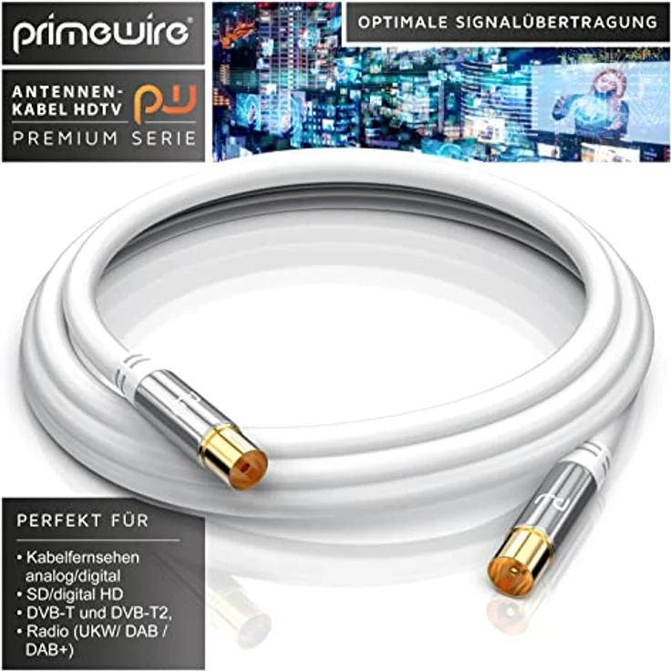 CSL - 7,5m Antennenkabel HDTV 135dB 75 Ohm - Premium Koaxialkabel - FullHD 4k UHD - Koax Stecker > Koax Kupplung - DVB-T DVB-T2 DVB-C DVB-S DVB-S2 Radio UKW DAB DAB – Bild 6