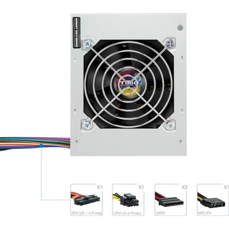 TooQ TQEP-500S-SFX- Netzteil (500W, ATX 12V V1.3) silberfarben – Bild 4