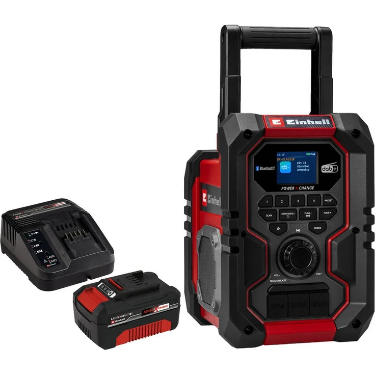 Einhell TE-CR 18 Li DAB+/FM/BT Akku-Radio, Baustellenradio mit 1x 4,0 Ah Akku, IP65, Bluetooth und TFT-Farbdisplay