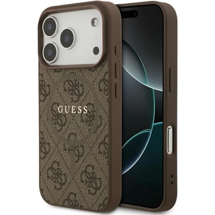 CG MOBILE Guess 4G Ring Classic Logo, MagSafe-kompatible Hülle für iPhone 17 Pro, Braun, aus TPU / PC / Kunstleder – Bild 1