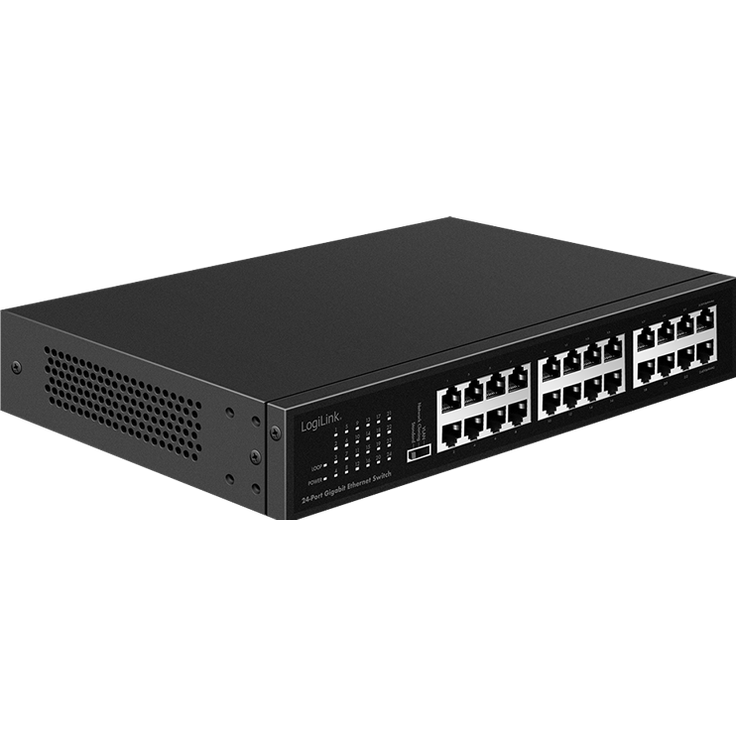 LogiLink PRÜFEN (24 Ports), Netzwerk Switch, 24-Port Gigabit Ethernet Switch