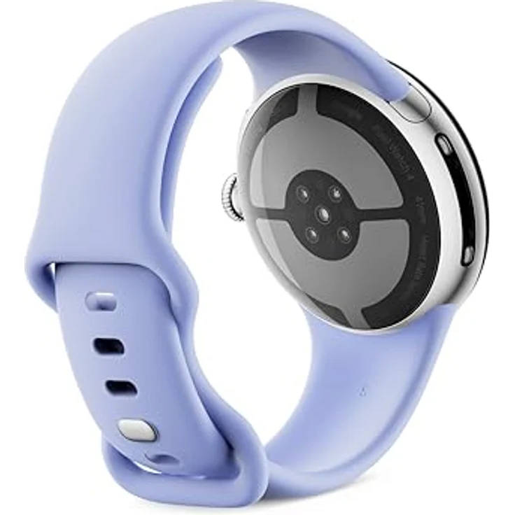 Google Pixel Watch 4, Android-Smartwatch (41 mm) mit gewölbtem Actua 360-Display, Fitness-Tracking und Notruffunktion, Aluminiumgehäuse in Polished Silver, Sportarmband in Iris, WLAN – Bild 4
