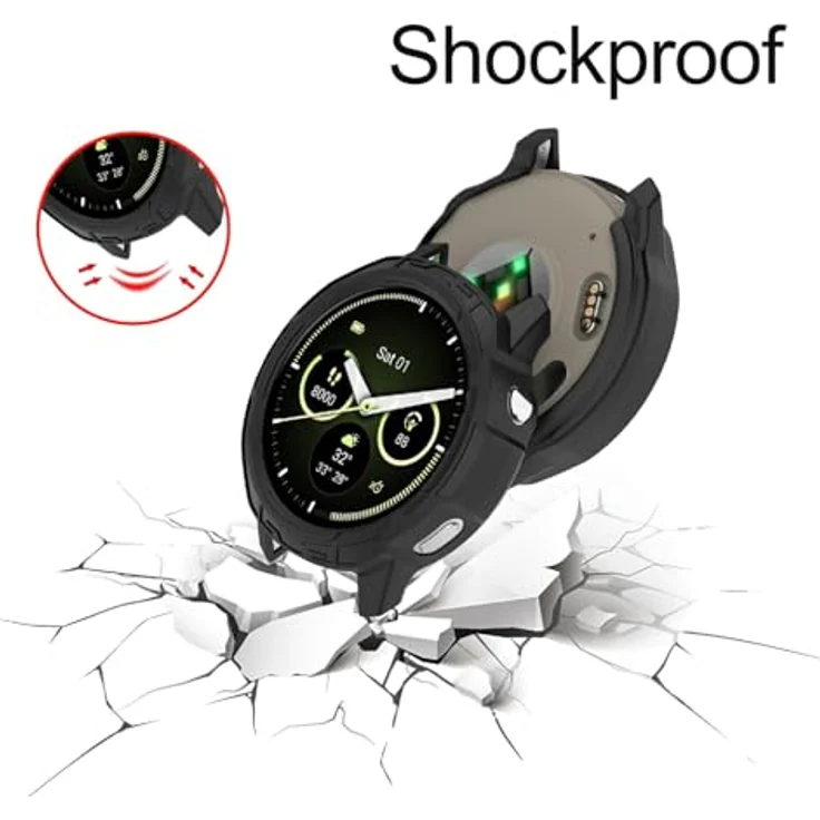 GIOPUEY Hülle für Garmin Venu 4 45mm, Premium TPU Silikon Schutz Case in grün, präzise Passform, stoßfest und kratzsicher – Bild 5