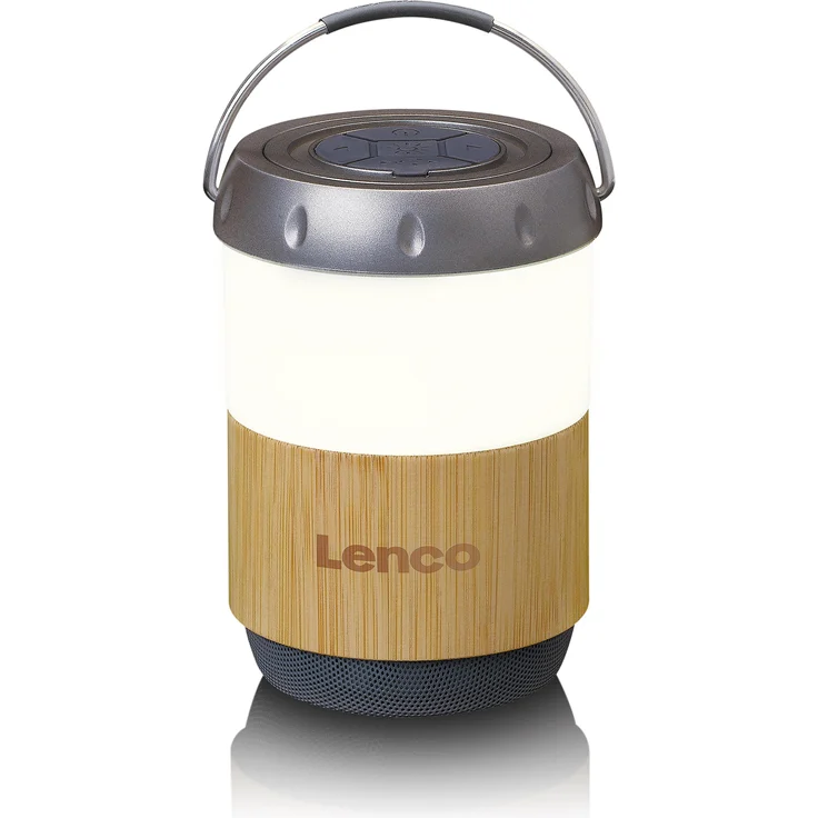Lenco BTL-030BA, Bluetooth Lautsprecher mit Lampe (40 h Akkulaufzeit, IPX4, Braun/Grau/Weiß)
