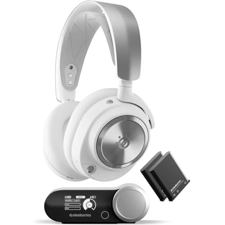SteelSeries Arctis Nova Pro Wireless - Multi-System Gaming Headset - Magnetische Neodym-Treiber - Active Noise Cancellation -Infinity Power System -ClearCast Gen 2-Mic – PC, PS5, Switch, Mobile -Weiss – Bild 1