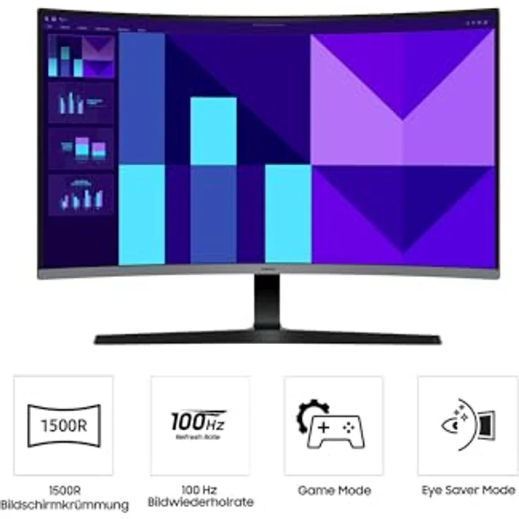SAMSUNG 32 Zoll Essential S3 S39GD, Full HD Computer-Monitor mit 100 Hz, 1800R Curved, Game Mode und Eye Saver Mode, LS32D396GAUXEN – Bild 4