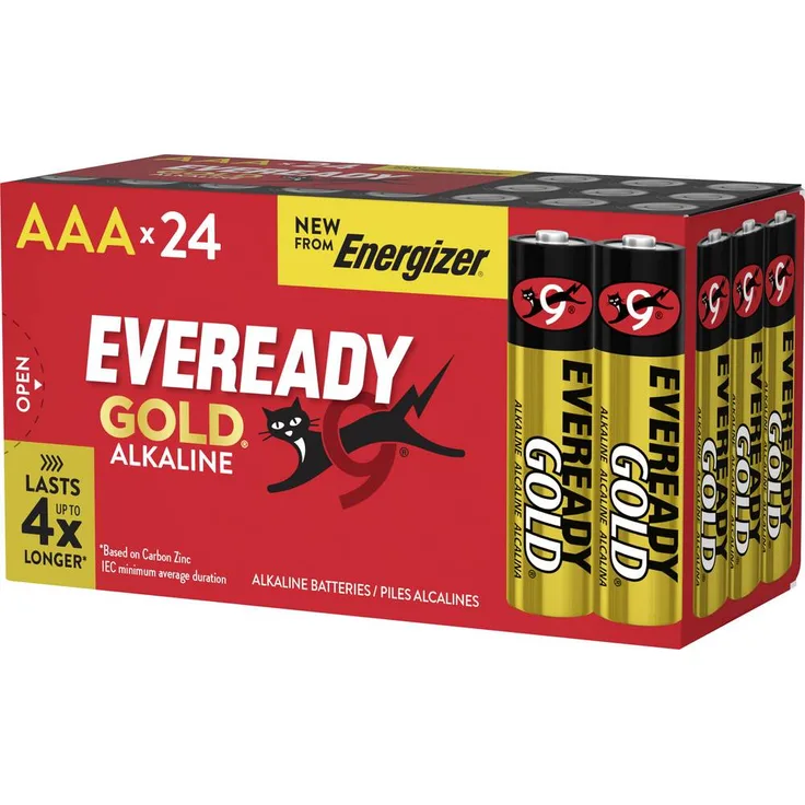 Eveready E304401100 Micro (AAA)-Batterie, 1.5V, 24er Pack, Gold Alkaline für niedrigen bis mittleren Stromverbrauch