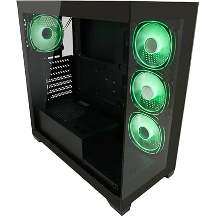 LC-Power Gaming-Gehäuse 715B Seamless Pale X, ATX Midi Tower, PC Gehäuse mit 4 ARGB-Gehäuselüftern, schwarz – Bild 2