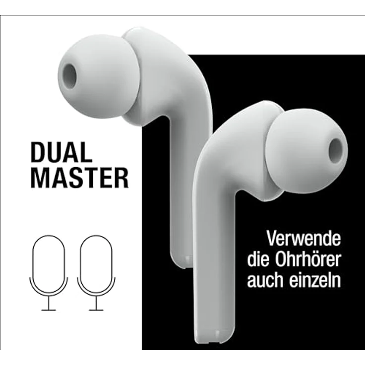 Fresh 'n Rebel Twins Fuse, True Wireless kabellose In-Ear-Bluetooth-Kopfhörer mit Spitze, mit Sprachassistent, Touch-Steuerung und eingebautem Mikrofon, 30 Stunden Spielzeit (Ice Grey) – Bild 4