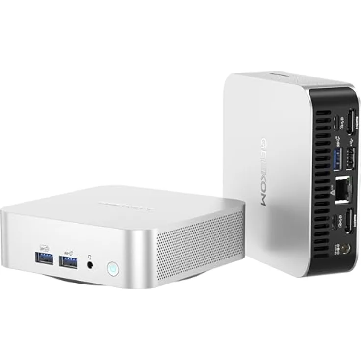 GEEKOM A6 Mini PC, Mini Computer mit AMD Ryzen 7 6800H(bis zu 4.7 GHz), Radeon 680M, 32GB DDR5 1TB SSD, WiFi 6E, BT5.2, USB4 x 2, 4K Quad Display, Windows 11 Pro, Kompakter Aluminium Design Desktop PC, Silber