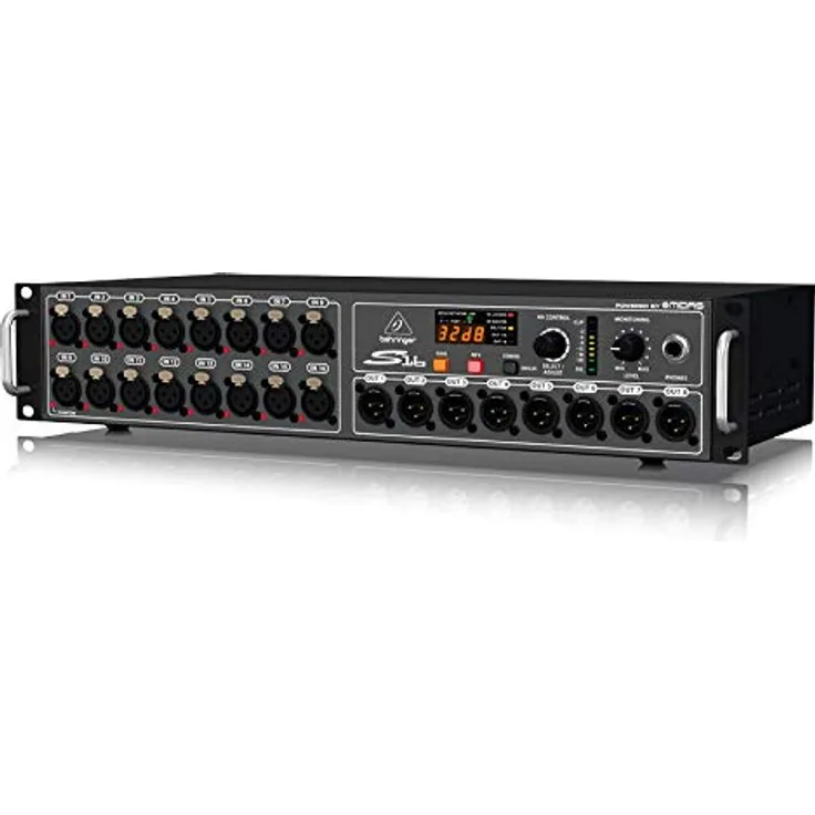 Behringer S16 I/O-Box mit 16 fernsteuerbaren Midas-Vorverstärkern, 8 Ausgängen und AES50-Netzwerk mit Klark Teknik SuperMAC-Technologie