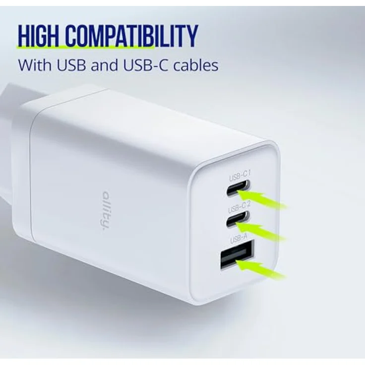 FOREVER Allity Netzladegerät GaN PD QC ATC-01-65WACC 2x USB-C + 1x USB-A 65W weiß, Leistung 65W, 3 Anschlüsse (2x USB-C, 1x USB-A) – Bild 4