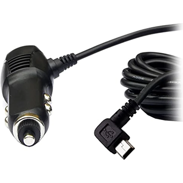 Aukson G66C Mini USB Auto Ladegerät abgewinkelt nach rechts mit 3,5m Kabel für Navigationsgeräte - KFZ Ladegerät Adapter mit USB+ Mini USB 5pin – Bild 3
