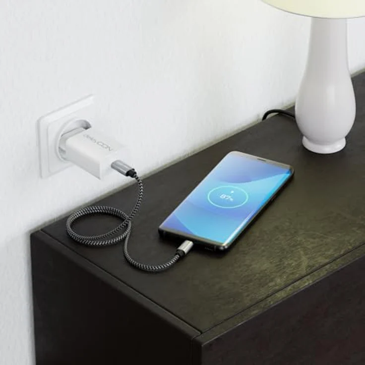 deleyCON 0,30m USB C auf Micro USB Kabel Adapter 30cm Kurz - Schwarz - Schnellladefunktion, Datenübertragung bis zu 480Mbps, Aluminiumgehäuse – Bild 5