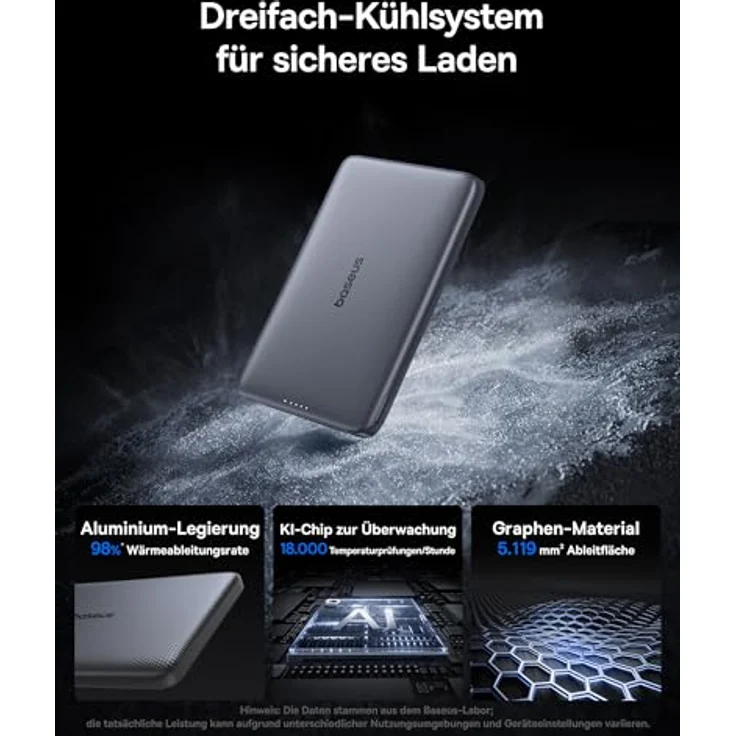 Baseus Picogo AM41 Power Bank, Ultra Slim 10000mAh Qi2 MagSafe, 15W Wireless, 27W PD Schnellladung, Mini Magnetische Externe Batterie, USB-C Kabel für iPhone 16/15/14/13/12, Space Grau – Bild 4