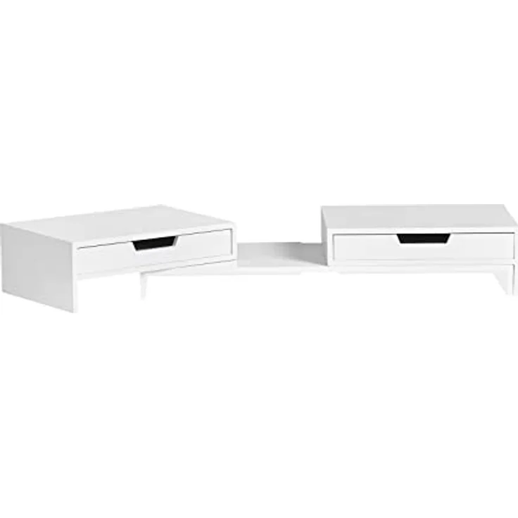 SoBuy Monitor-Halterung BBF04, Design Monitorerhöhung für 2 Monitore in Natur und Weiß, Belastbarkeit bis 25 kg, aus Bambus/MDF – Bild 1