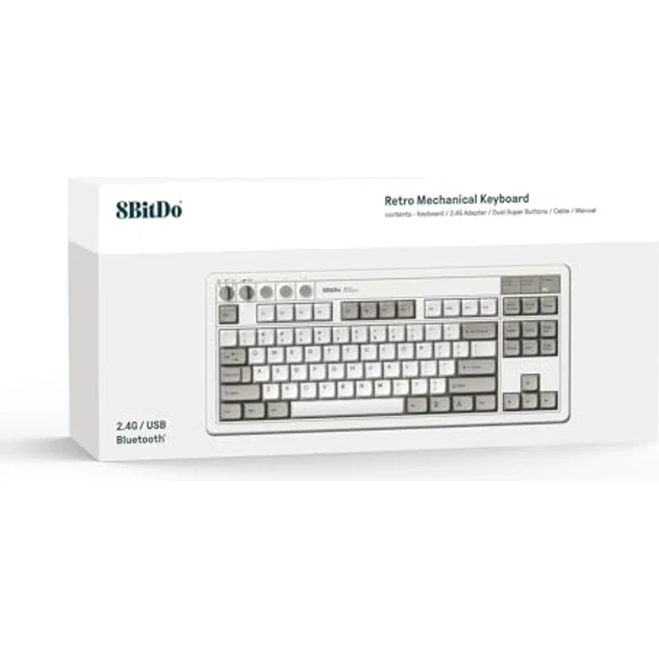8BitDo Retro Mechanical Keyboard M Edition, 87 Tasten, Kailh Box Switches Hot-swap, QWERTY, Bluetooth/Wireless 2.4G, Weiß – Bild 6