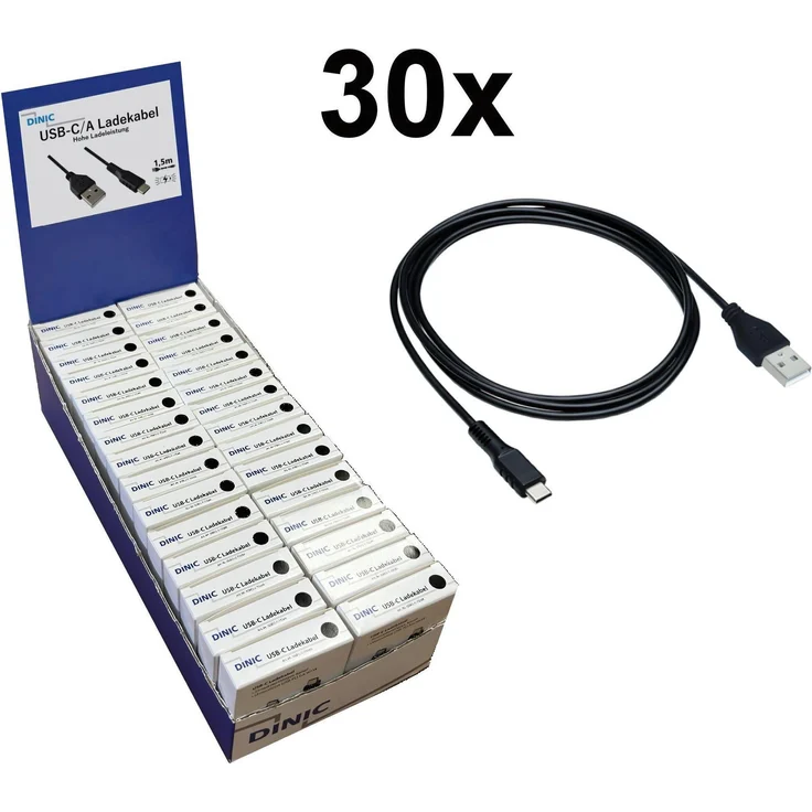 Dinic DP USB TypC La.ka.30, 1.5 m USB Kabel, schwarz