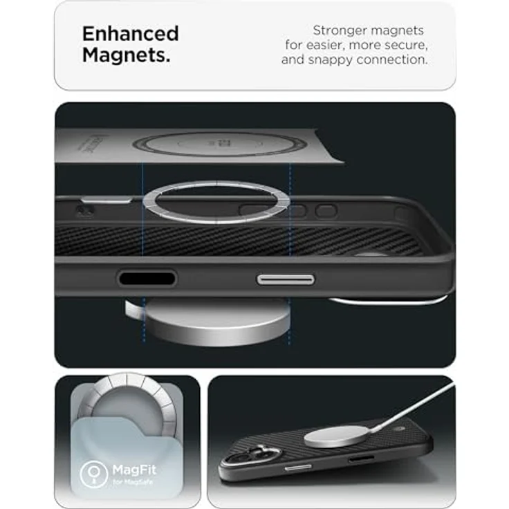Spigen Enzo Aramid T MagFit Case für iPhone 17, dünn und stoßfest aus 1500D Kevlar, mit 2025 Upgrade Kamerasteuerung - Schwarz/Silber – Bild 4