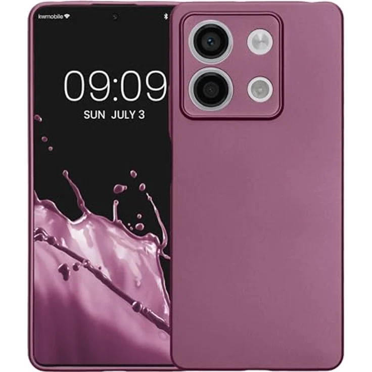 kwmobile Case für Xiaomi Redmi Note 13 5G, Silikon Schutzhülle metallisch schimmernd in Metallic Lavendel, flexibel und rutschfest – Bild 5