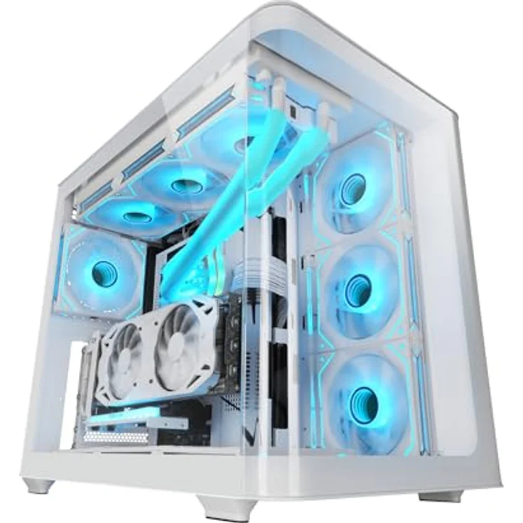 Mars Gaming MC100, ATX Gaming Gehäuse mit 9 cm FRGB Lüfter, Convect-Cool Belüftung, Schwarz, Doppelkammer-Design, optimierte Kühlung, Platz für 10 Lüfter – Bild 1